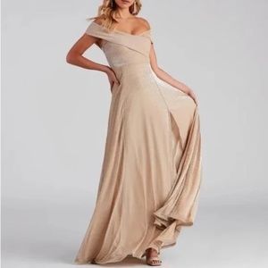 Windsor Kaliyah Formal High Slit Lurex Dress